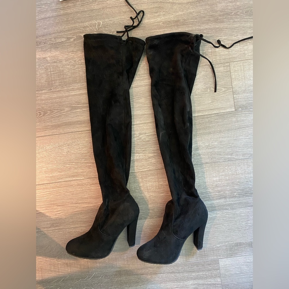 Over the knee black boots